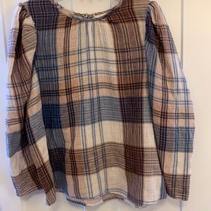 *EVERYTHING MUST GO* Brown and Blue plaid blouse